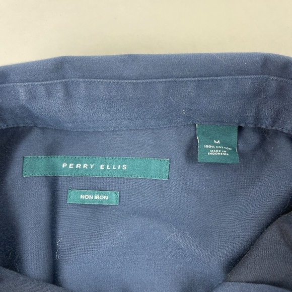 Perry Ellis Button Up Shirt Mens Medium Blue Non Iron - Picture 2 of 7